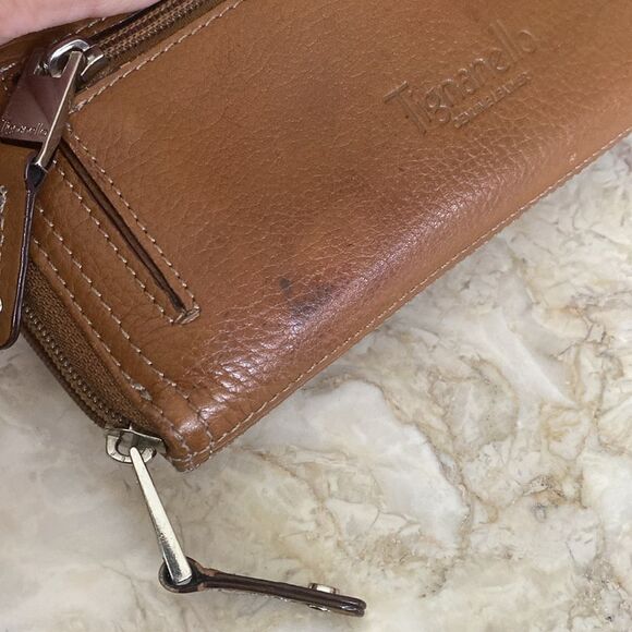 Tignanello Pebbled Leather Zip Around Accordion Wallet Clutch ID CARD Coin Zip - Picture 14 of 14